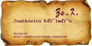 Zsatkovics Kálmán névjegykártya
